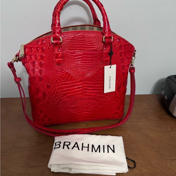 Brahmin Large Duxbury Satchel Candy Apple Red & matching Ady Wallet - Picture 3 of 12